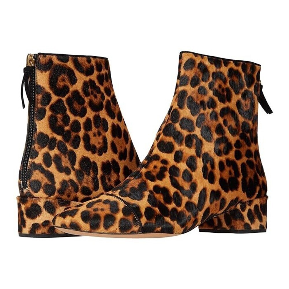 J.Crew Leona Boots Women's 6.5 Brown Leopard Zipper Square Toe Bootie JOBB1165